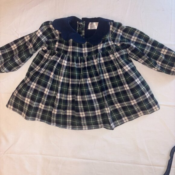 Cecil and Lou Girls Navy Green Plaid Corduroy Collar Blouse Holiday Prep 3T - Picture 6 of 14